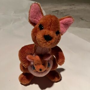 Adorable Brown and Pink Stuffed Kangaroo Toy